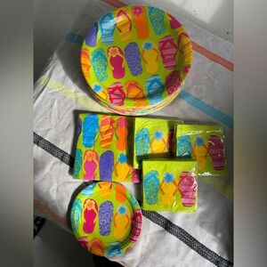 Vibrant Flip-Flop Party Plates and Napkins Set